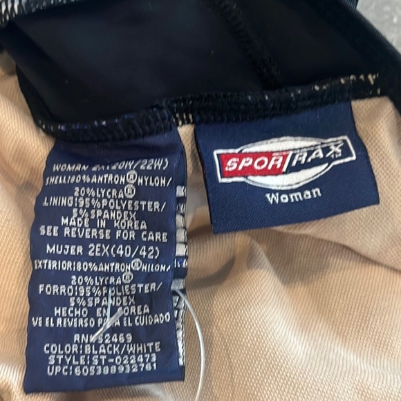 Sportrax 2X New Navy & White One Piece Geometric Pattern Swimsuit - Picture 3 of 6